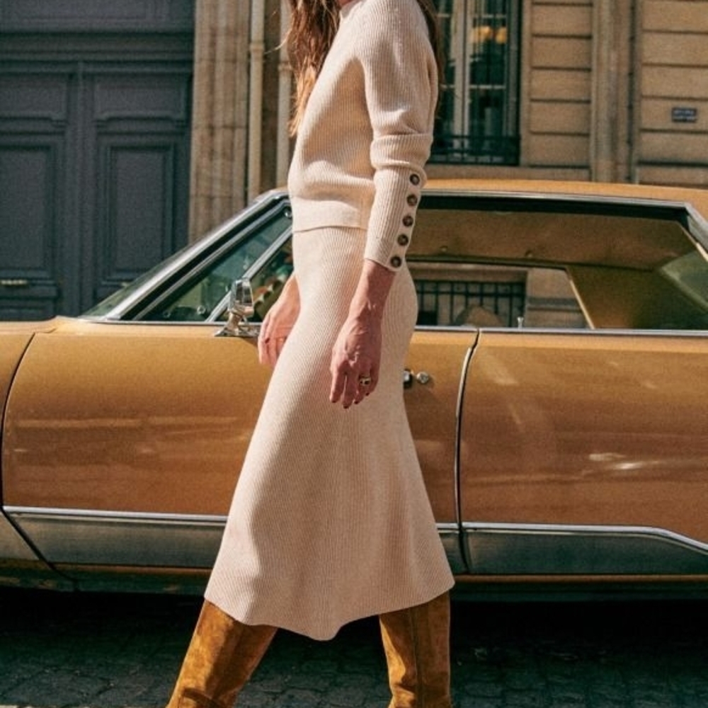Sezane Naelle Skirt In Natural Ecru, Small